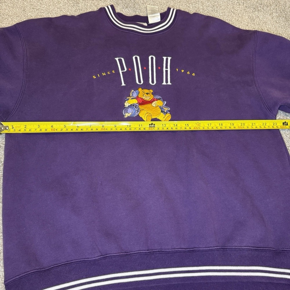 Disney 90's Vintage Winnie The Pooh Wmn Sz Medium Crewneck Purple Embroidered - Picture 8 of 11